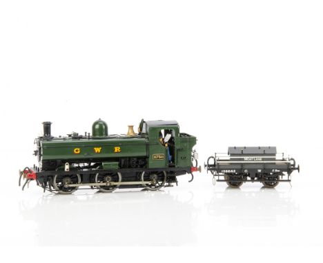 A Finescale 0 Gauge Kit-built GWR 8750 class 0-6-0 Pannier Tank Locomotive from a 'Zero Zephyrs' kit and Shunter's truck, nea