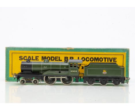 A boxed Bassett-Lowke 0 Gauge clockwork 'Prince Charles' 4-4-0 Locomotive and Tender, ref 3311/0, in BR green livery as no 62