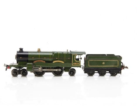 A Hornby 0 Gauge No E36 'Caerphilly Castle' Locomotive and later Tender, the locomotive with early 6v mechanism with die-cast