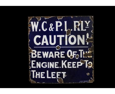 Rare Original West Clevedon &amp; Portishead Light Railway Caution Sign Circa 1910,  the W.C &amp; P.L.Rly, originally opened