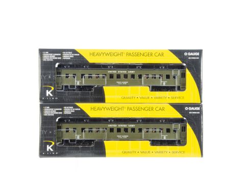 K-Line 0 Gauge US Army Troop Passenger Coaches, K4899-0008 No 9794 and K4899-0009 No 9799, both in original boxes with outer 
