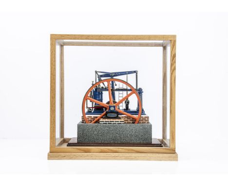 An Aquarius 'Grasshopper' Beam Engine by Cotswold Heritage, a finely-finished and detailed model in blue and orange, with sin