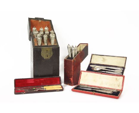 The Bill Brown cutlery collection: 3 cases of cutlery, the first with a silver knife fork and spoon set, by FH, London 1832, 