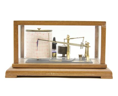 A barograph, in wooden case, by Negretti & Zambra, London, '28/31 in HG R/36438', 19cm high