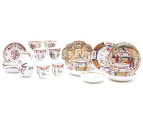 A quantity of 18th century Chinese famille rose porcelains, to include tea bowls, saucers, etc