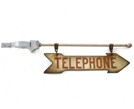 A 'telephone' double sided sign, with a post bracket, 88cm long