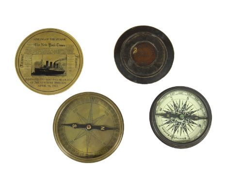 Stanley London, pocket compass, together with a commemorative Sinking of the Titanic compass (2)