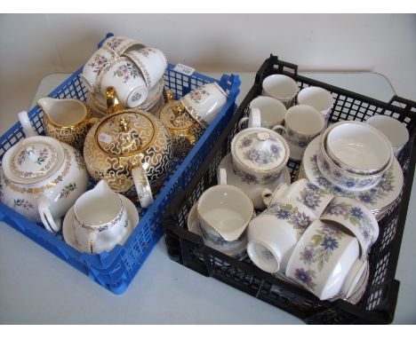 Paragon part tea service, a Royal Grafton part tea service etc in two boxes 