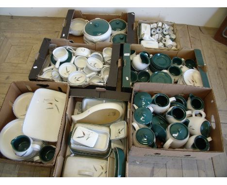167 piece Denby Green Wheat part dinner, tea and breakfast service  including various cups, saucers, egg cup, serving bowls, 