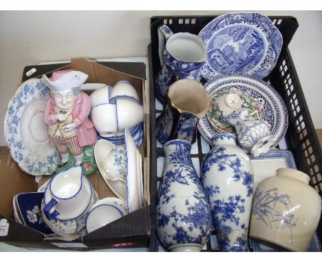 Selection of Victorian and later various decorate ceramics including blue & white vases, cups, saucers, part tea sets etc in 