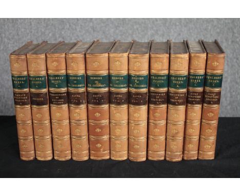 Bindings. Memoirs of the Life and Writings of Thomas Chalmers. Eleven volumes. Published by Thomas Constable. 1852. Half boun