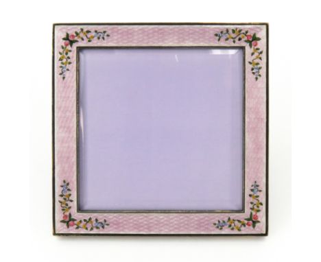 Vintage Italian Guilloche Enamel and Silver Frame. Signed Italy 925. Light wear or in good condition. Measures 5" x 5". Shipp
