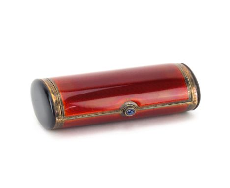 Vintage Italian Guilloche Enamel and Silver Tube Box Signed 925. Light scratches or in good condition. Measures 4" H x 1-3/4"