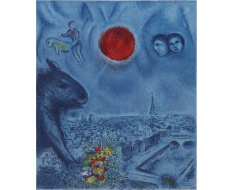 Marc Chagall, French/Russian (1887-1985) Color lithograph "Paris Sun". Pencil Signed H.C. lower left, signature lower right. 