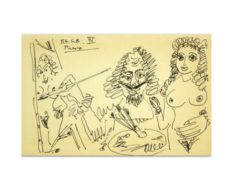 After: Pablo Picasso, Spanish (1881-1973) Engraving "Artist and Model" 8.4.68 IV Picasso. Signed in plate. Light toning or in
