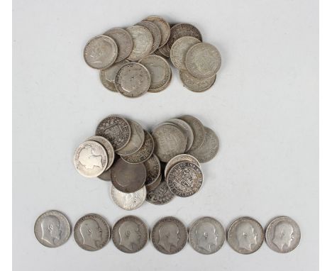 A collection of Victorian half-crowns, including Young Head, Jubilee Head and Old Head, and a small group of Edward VII and G
