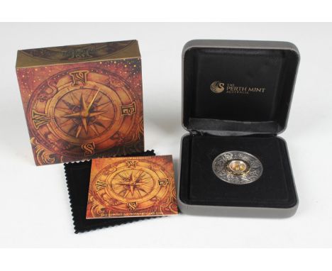 An Australia Perth Mint two-ounce silver novelty compass coin 2017, cased with certificate.Buyer’s Premium 29.4% (including V