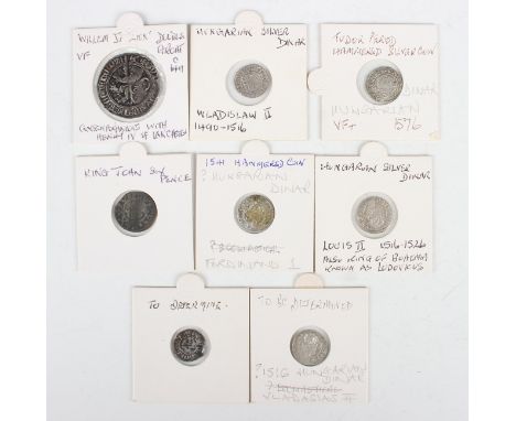 A Netherlands Holland Willem VI one-and-a-half groat, five Hungaria hammered dinars and two other European hammered coins.Buy