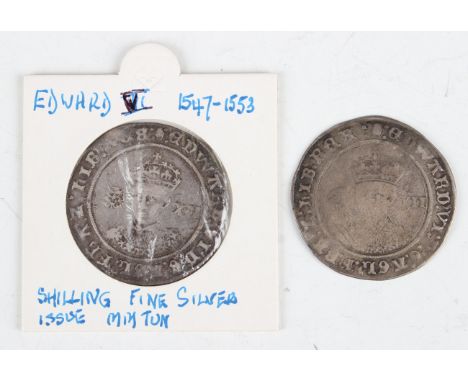 Two Edward VI hammered shillings, Southwark Mint, mintmark tun.Buyer’s Premium 29.4% (including VAT @ 20%) of the hammer pric