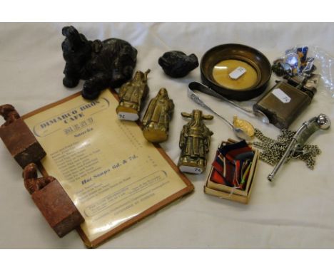 Butlin's badges, a Dunhill lighter, various seals, military ribbons, etc.