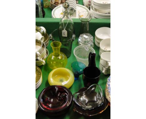 Art glass dishes, decanter, etc.