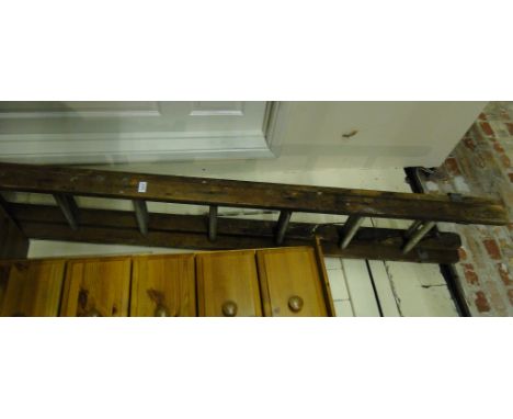 A 10 rung double extending pine ladder.