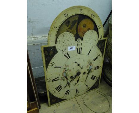 Antique 8 day longcase clock movement with painted dial and moonphase