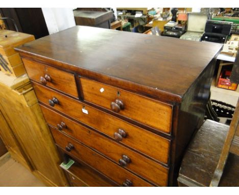 A 19th century mahogany 5-drawer chest on bracket feet.