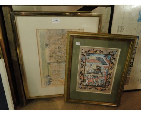 Susan Brown,pair of watercolours, French scenes, coloured print, etc.