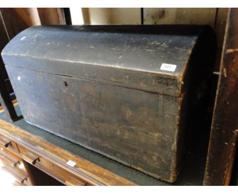 An Antique chinoiserie decorated domed top travelling trunk.