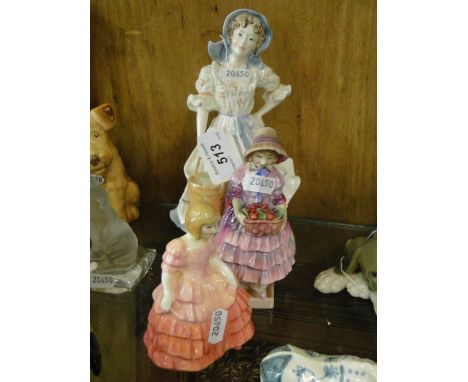 2 Royal Doulton figures - Rose and Greta and a Royal Worcester milkmaid figure, (3).