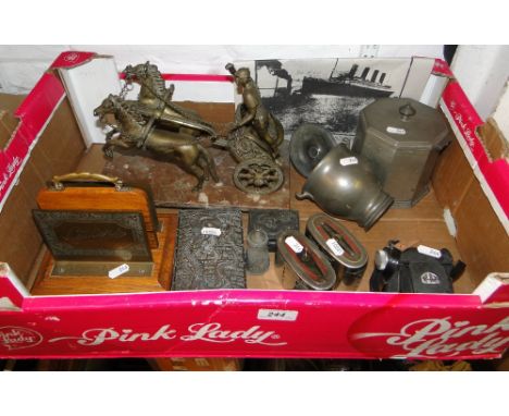 Savings banks, brass chariot, Ensign camera, etc.