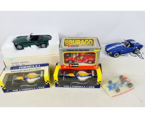 Crestley Collection - Politoys - Bburago - 5 x boxed models including Crestly Collection MGB and Shelby Cobra, Williams Renau