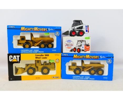 Ertl - Gama - 4 x boxed construction vehicles, 2 x Caterpillar D350D Articulated Dump Trucks in 1:50 scale, a CAT 988B Wheel 