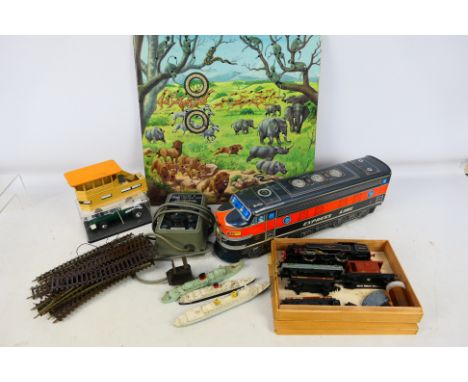 Hornby, Airfix - A mixed vintage assortment of Hornby Dublo trains, tracks, transformer and station together with a large sca