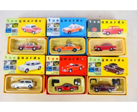 Corgi Vanguards - A group of boxed vehicles with mirrors and certificates including Triumph Herald # VA5000, Ford Consul GT L