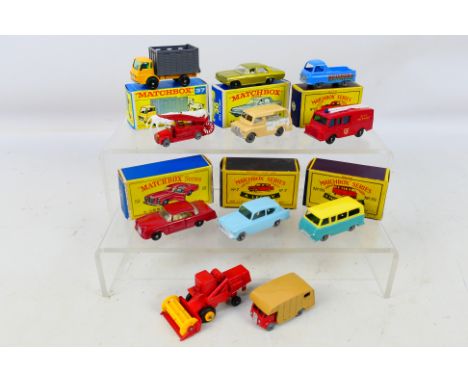 Matchbox by Lesney - eleven diecast models comprising six Boxed models: Thames Estate Car # 70, Ford Anglia # 7, Morris J2 Pi