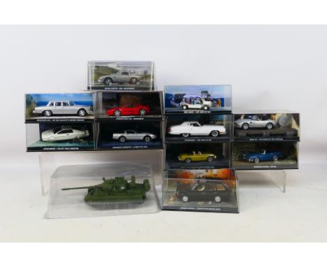 GE Fabbri - James Bond - a collection of 12 boxed various vehicles from James Bond movies. 10 in perspex cases and 2 in origi