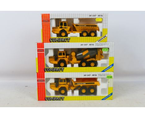 Joal - 3 x boxed Volvo BM construction vehicles in 1:50 scale. They appear Mint in Good boxes with some light storage wear. (