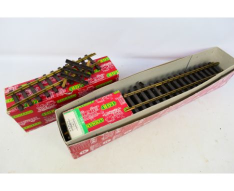 Lehmann - An assortment of mixed G gauge track to include straights of various lengths and curves. Item appear to be in very 