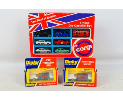 Dinky - Corgi - A boxed Best Of British 7 piece set and 2 x boxed Dinky models, both Lamborghini Marzal's one in the wrong bo