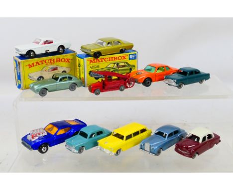 Matchbox by Lesney - eleven diecast models comprising two Boxed models: Ford Mustang # 8 and Mercury Cougar # 62, and nine ea