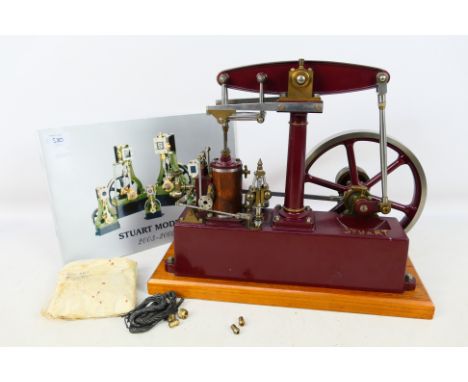 Stuart Models - A live steam Stationary Beam Engine comprising with wooden clad vertical single cylinder with steam and exhau