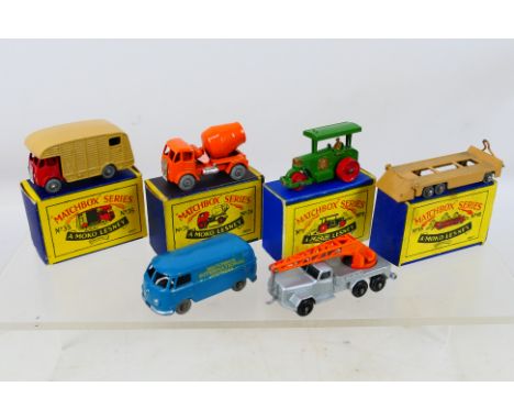 Matchbox by Lesney - six diecast models comprising four Boxed models, Marshall Horse Box Mk 7 # 35, Cement Mixer Truck # 26, 