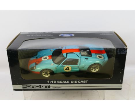 A 1:18 scale diecast model of a Ford GT Concept by Paul's Model Art of Germany, distributed by The Beanstalk Group, MI, USA, 