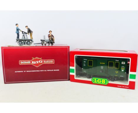 Lehmann - Bachmann - A pair of G scale model railway items to include #96201 Hand Car with trailer (some missing Parts) and L