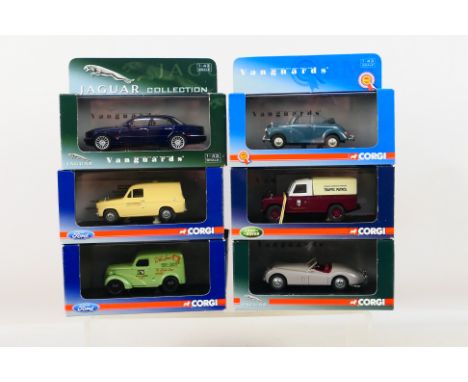 Vanguards -  6 Corgi and Lledo boxed models of cars, also commercial and other vehicles in various liveries in 1:43 scale, to