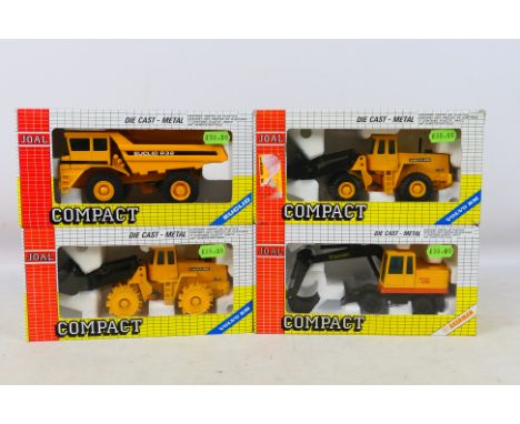 Joal - 4 x boxed construction vehicles in 1:50 scale, 2 x Volvo BM loaders, an Akerman H7Mc Excavator and a Euclid R32 dump t