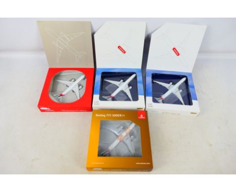 Gemini Jets - 4 x boxed Emirates aircraft in 1:400 scale, a 777-300ER in Expo 2020 livery, a 777-200LR and 2 x 777-300ER mode