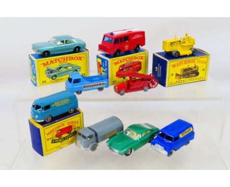 Matchbox by Lesney - nine diecast models comprising four Boxed models, Matchbox International Express Volkswagen van # 34, La